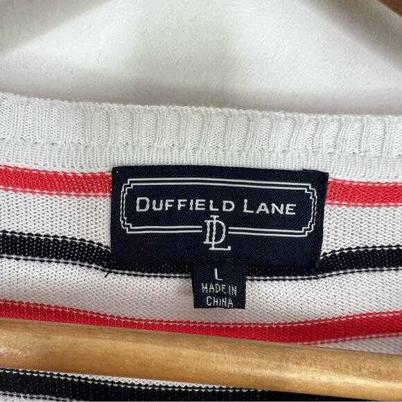 Duffield Lane White Striped Pullover Lightweight Sweater Womens Size Large - Picture 8 of 11
